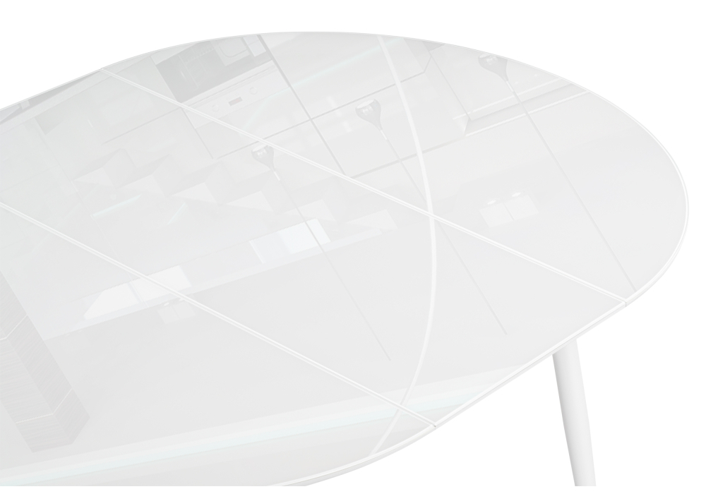 Стол стеклянный Woodville Абилин 100(140)х76 ультра белое стекло / белый / белый матовый 520593