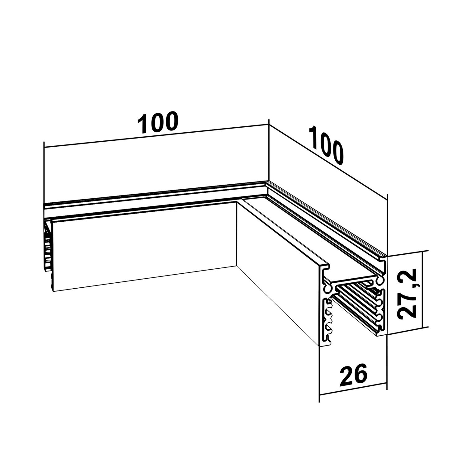 Угол накладной (горизонтальный) для магнитной системы G-АВД-5412 White Угол накладной (горизонтальный) для магнитной системы G-АВД-5412 White