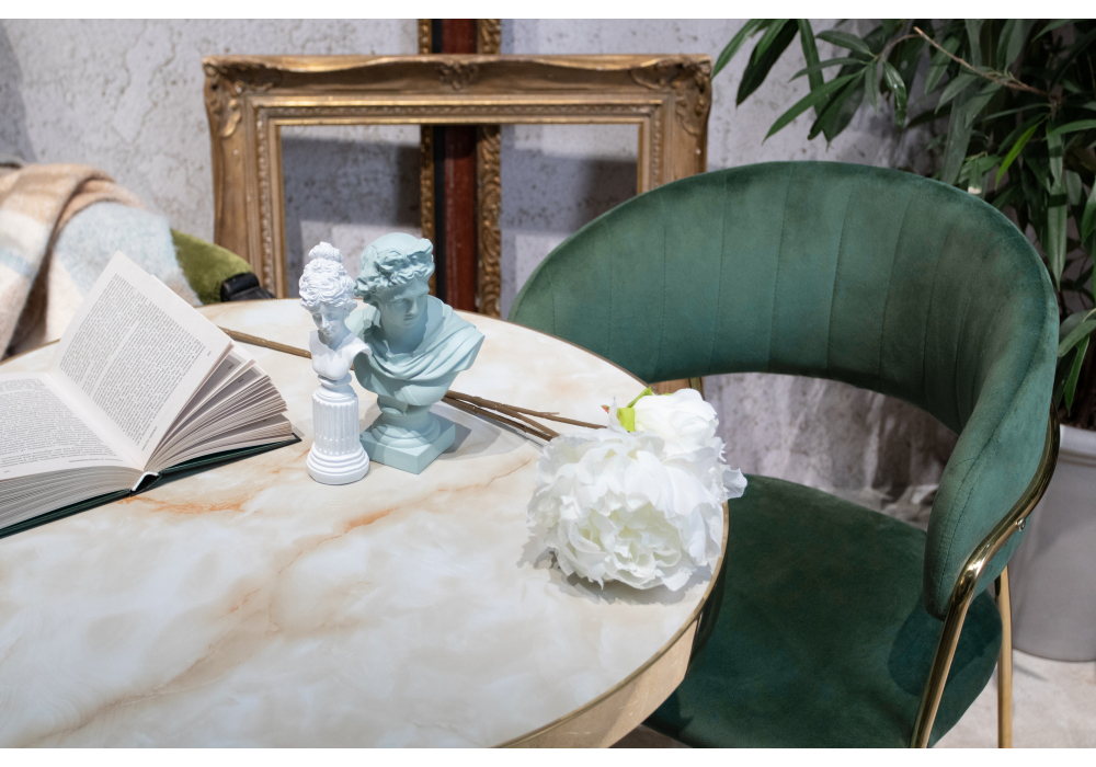 Стул Woodville Kamelia dark green / gold 15317