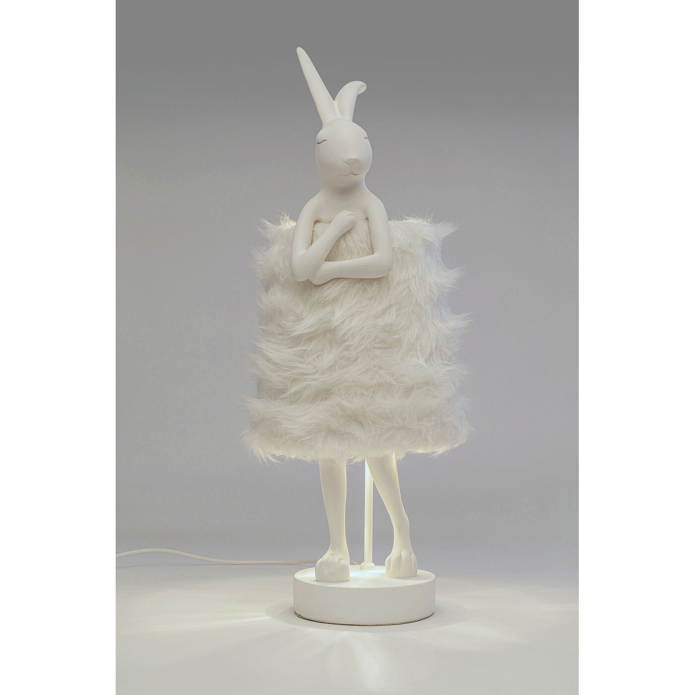 Светильник настольный Animal Rabbit Fur White/Silver 68cm KARE 56670