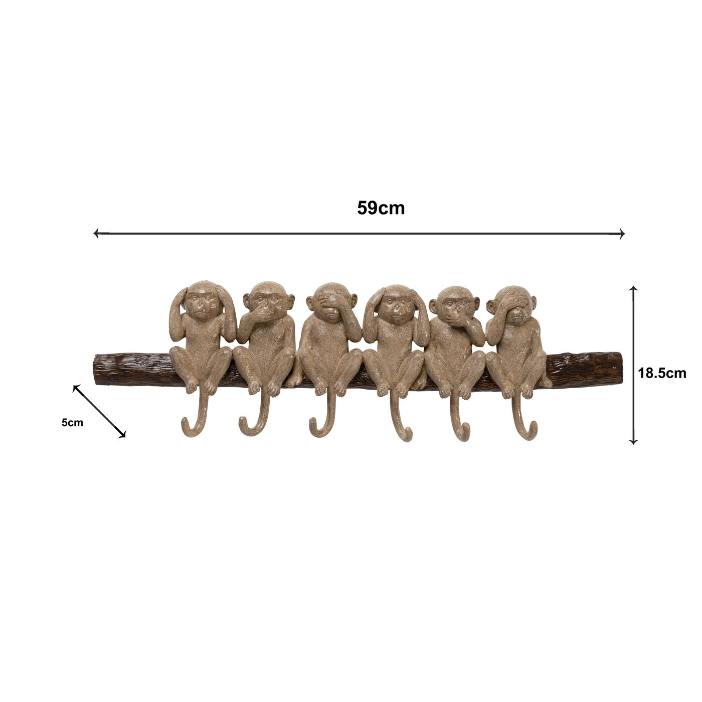 Вешалка настенная Six Monkeys 59cm KARE 70964