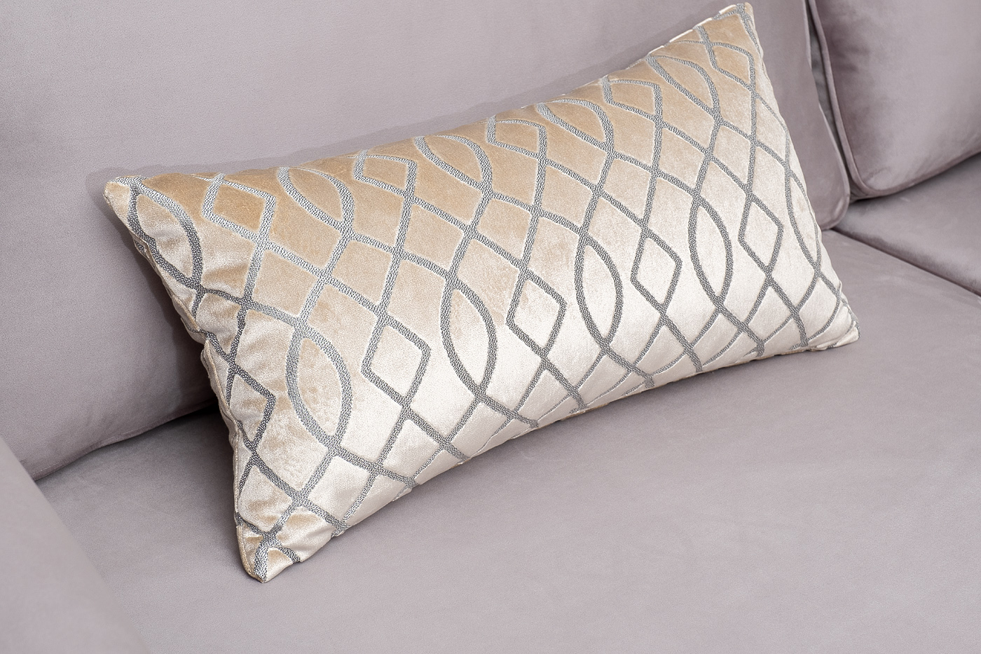 Диван Trevi трехместный раскладной с кантом серый Garda Decor TREVI-230M-2К-Colt032+Melody BEG