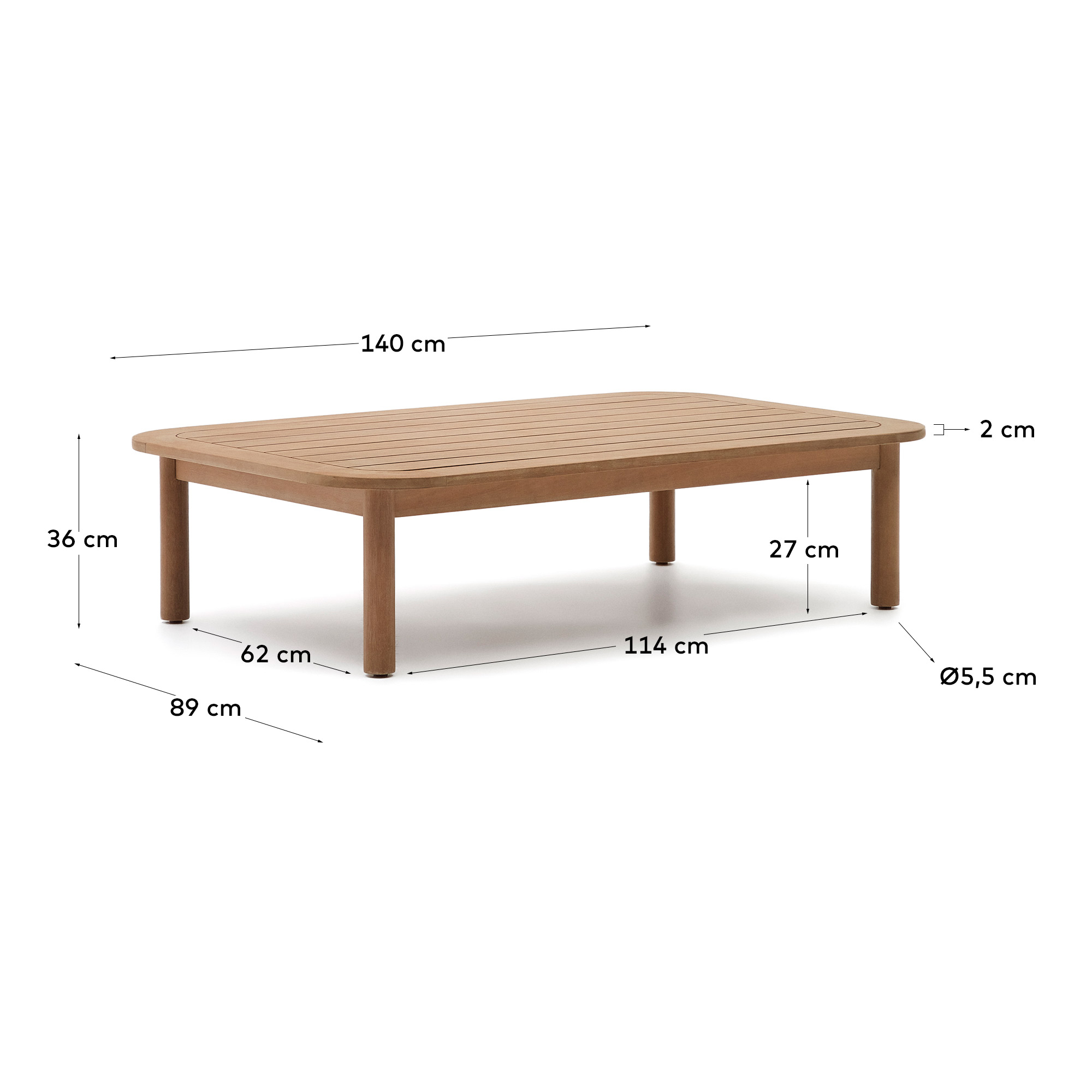 Sacaleta Уличный журнальный столик из массива эвкалипта 140 x 89 см La Forma (ex Julia Grup)