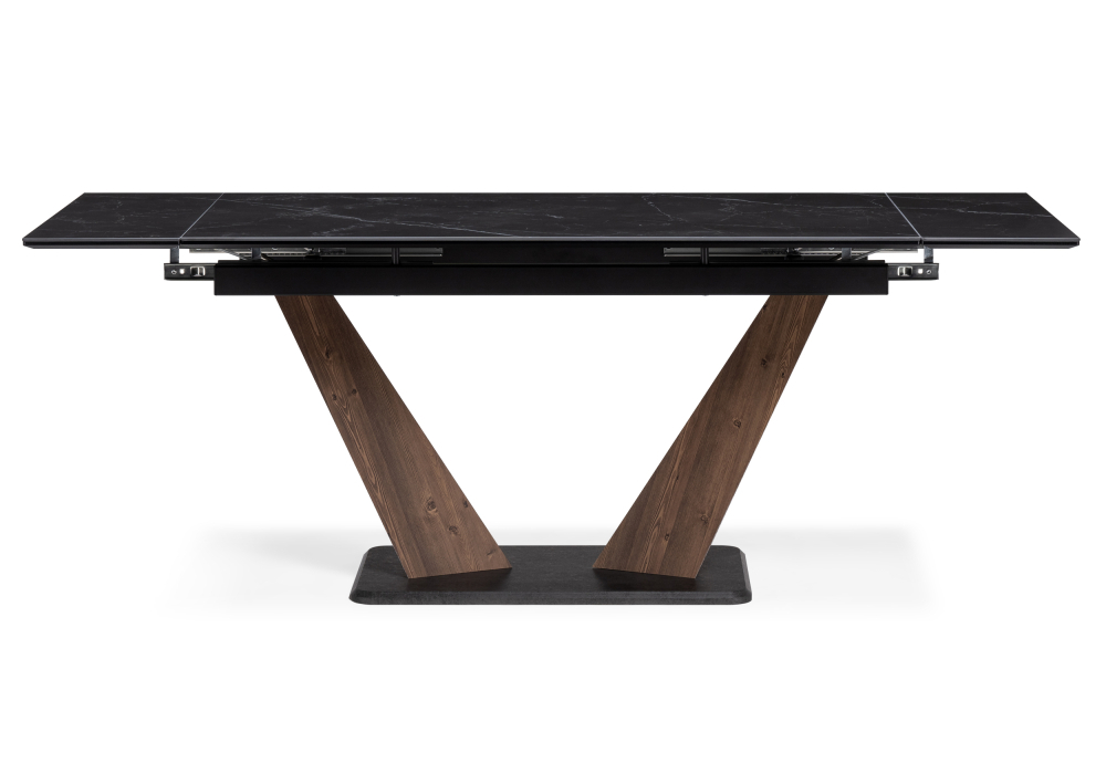 Стол Woodville Кели 140(200)х80х76 черный мрамор / орех кантри / черный 532394