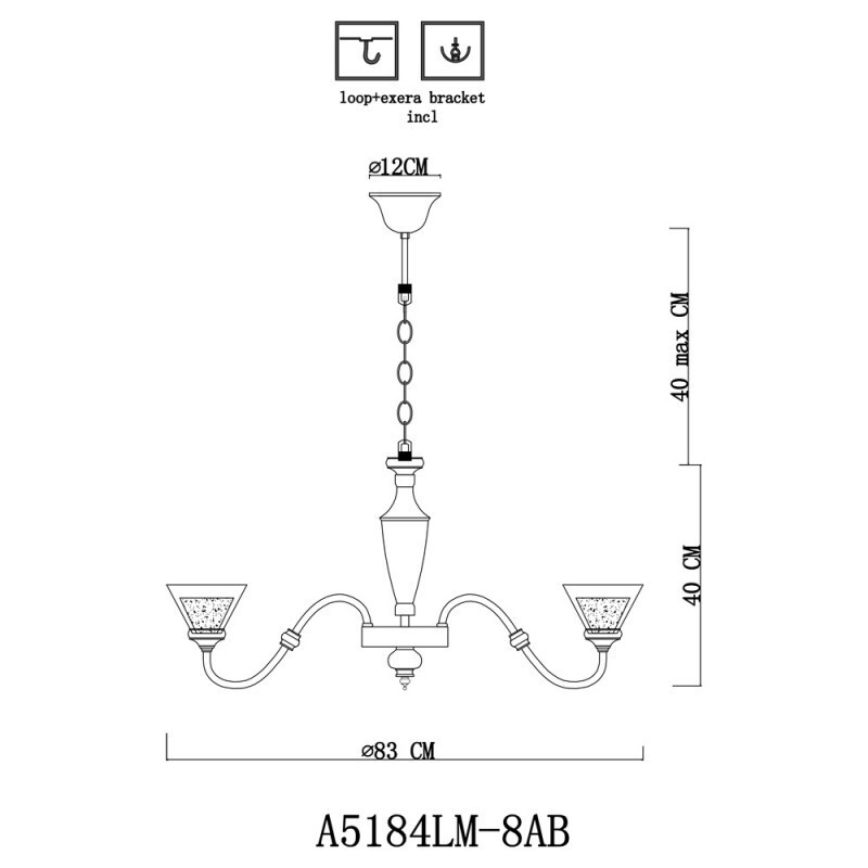 Подвесная люстра Arte Lamp A5184LM-8AB