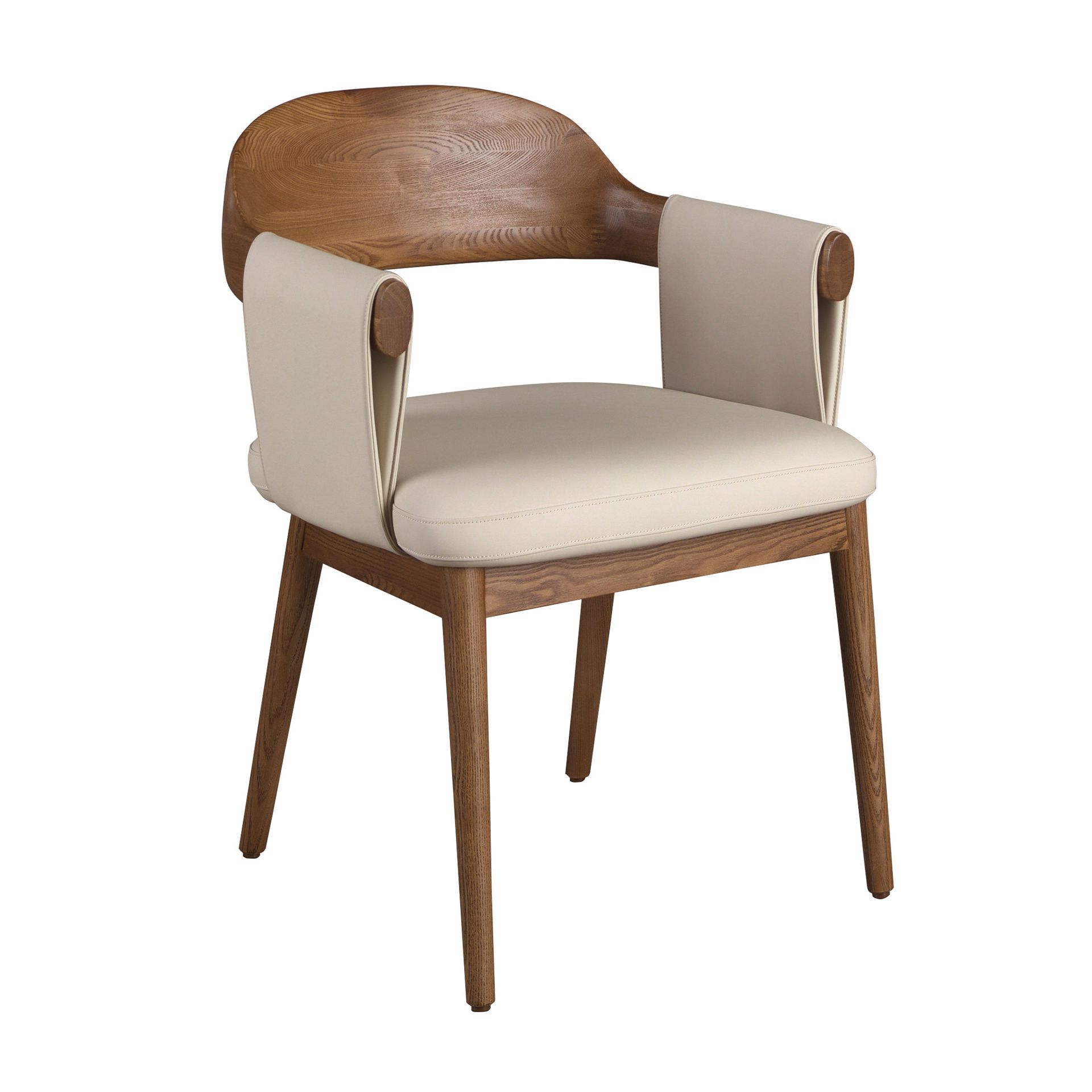 Стул 5186 из ореха и экокожи кремового цвета Angel Cerda