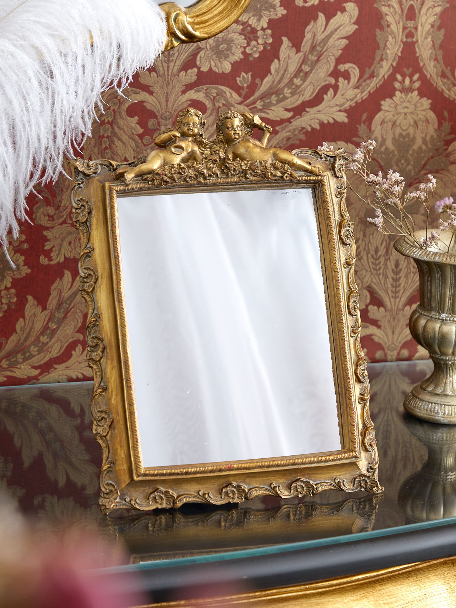 Зеркало настольно-настенное с ангелами, под старину Glasar 28-052