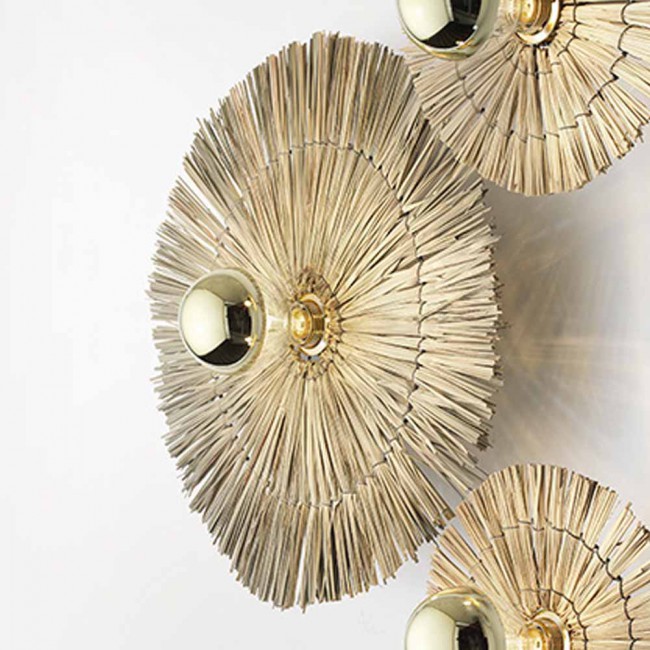 Бра Laos натуральная соломка 50 cm + цоколь 10 cm золотой металл Aromas del Campo