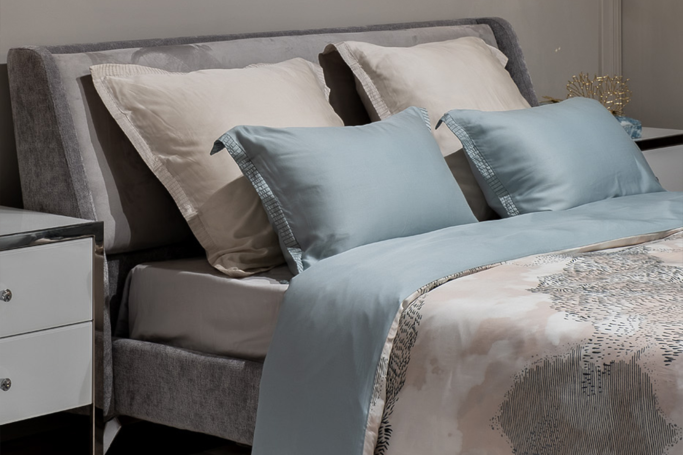 Пододеяльник Нувола 145х210см бирюзовый с принтом Garda Decor 144HF-70602