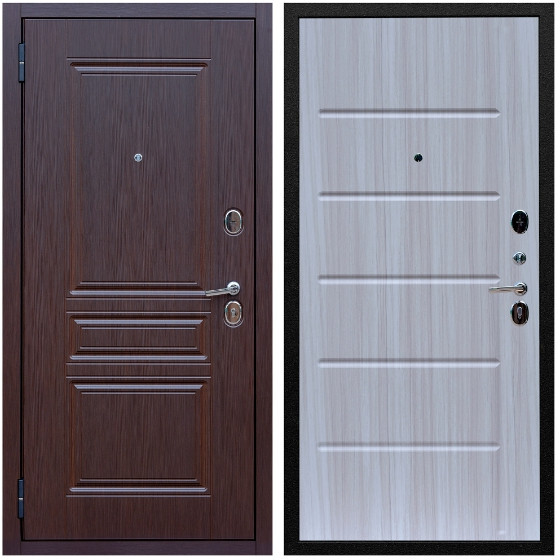 Дверь входная Graf Экстра МДФ 10 мм ФЛ-243 Лиственница шоколад / МДФ 10 мм ФЛ-102 Сандал белый