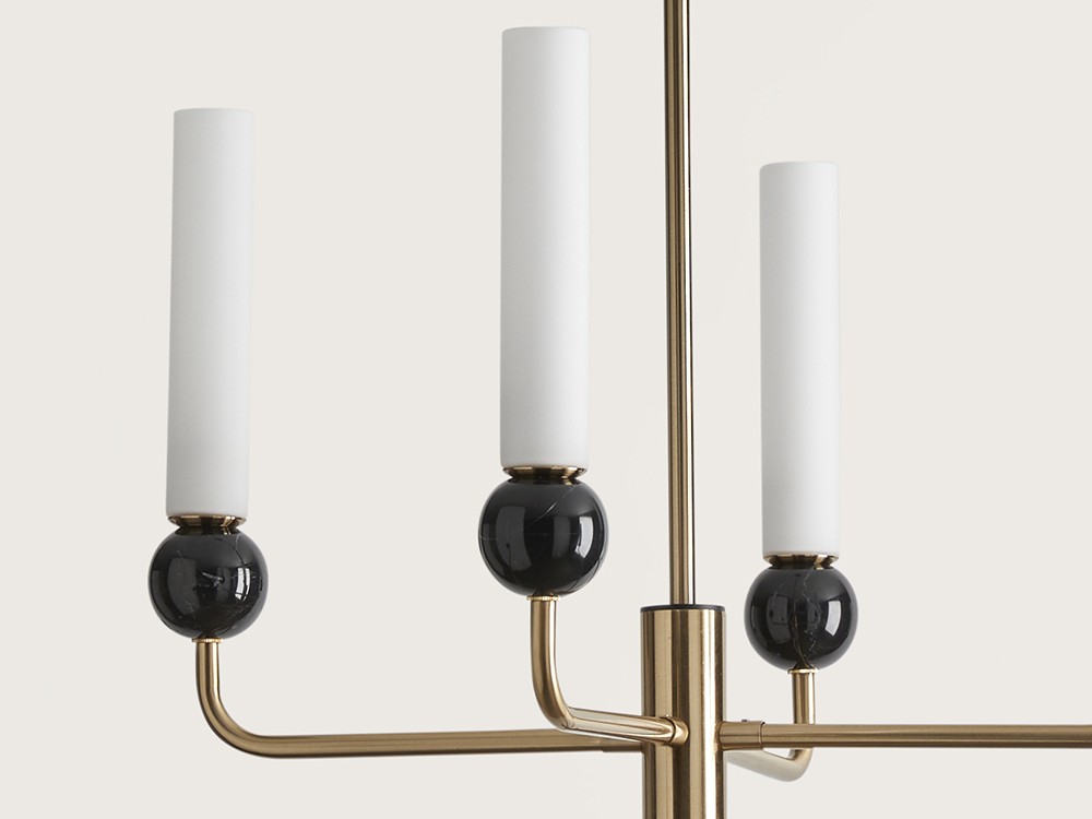 Люстра Delie 8L золотой металл - черный мрамор Aromas del Campo