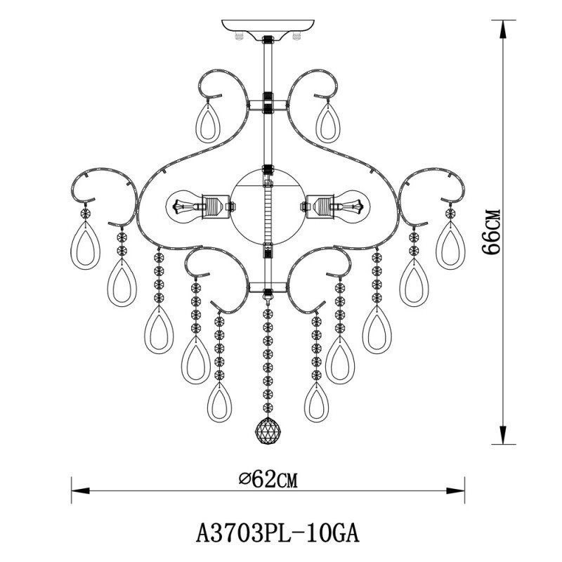 Люстра на штанге Arte Lamp A3703PL-10GA