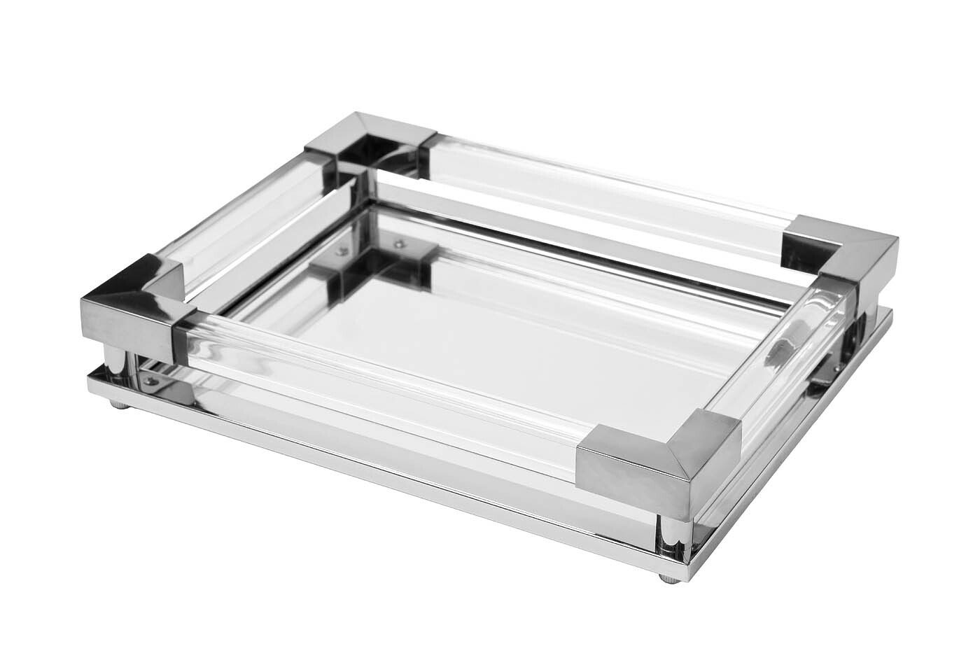 Поднос прямоугольный зеркальный/серебро Garda Decor 2K389132