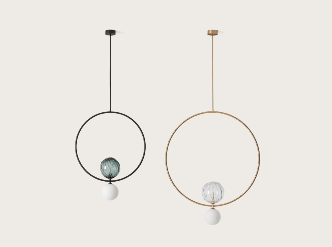 Подвесной светильник Level золотой 60 см, плафоны 1302/200/прозрачный, 1302/140/OPAL Aromas del Campo