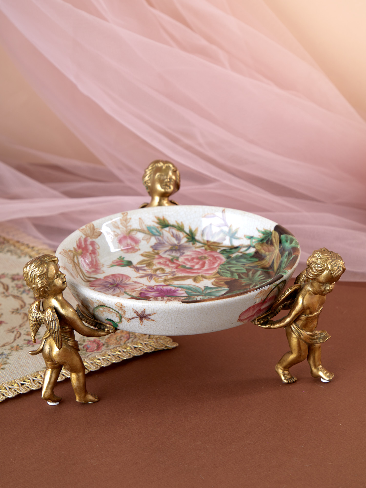 Блюдо на ангелах Glasar 31G2417/C914HC/HX1919