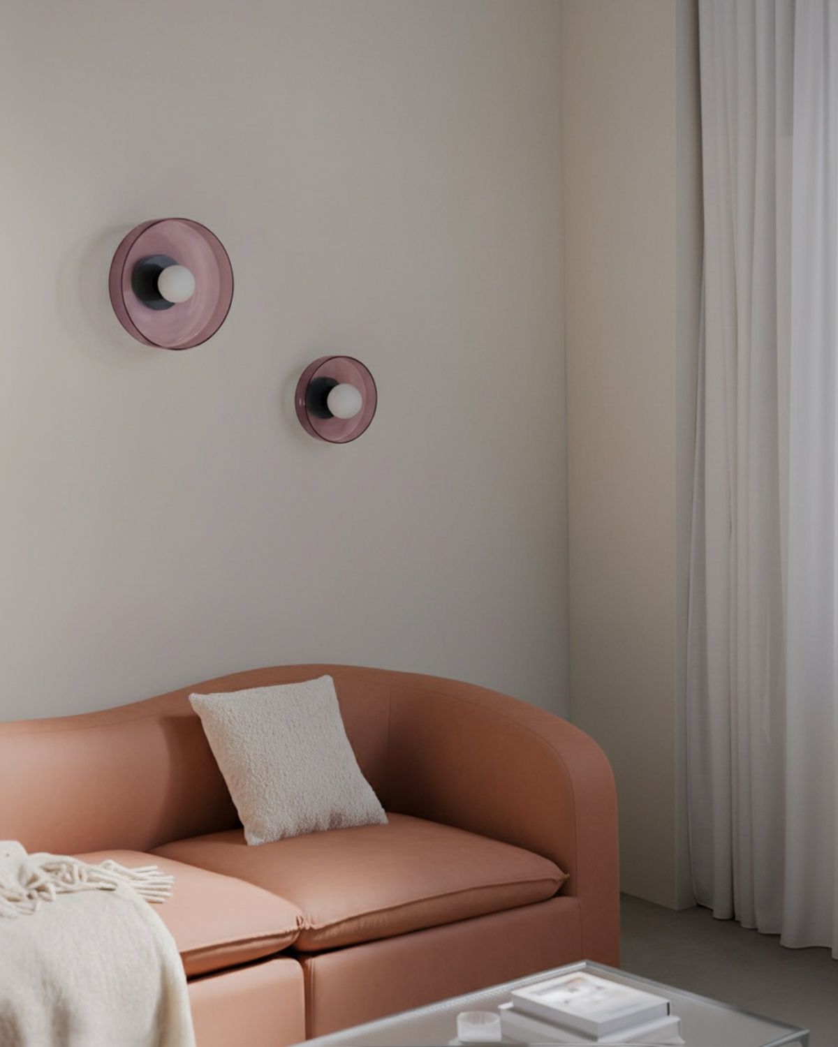 Настенный светильник с розовым стеклом “Кассель” – Ø 35 см Louvre Home LHLSC550324SWL