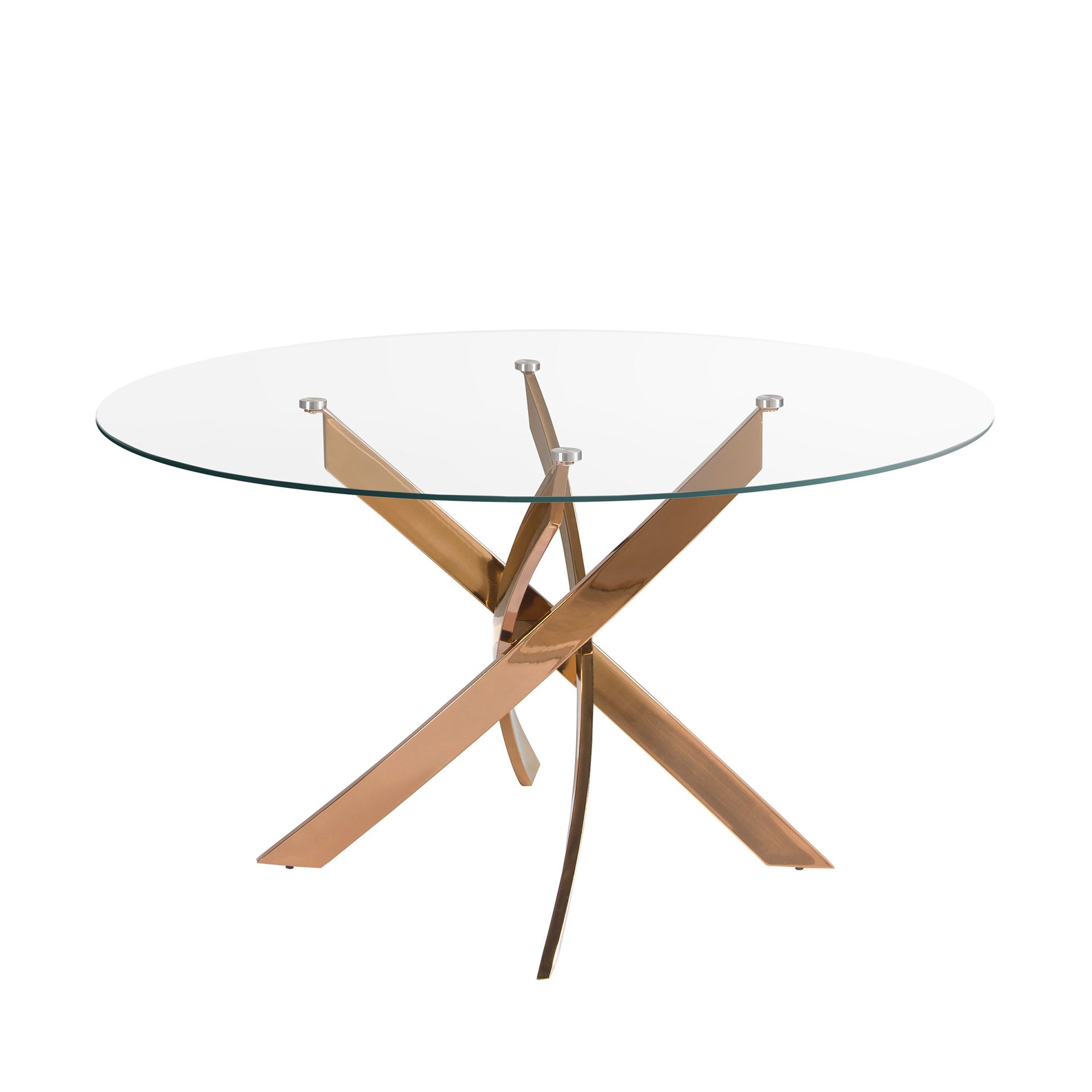 Круглый обеденный стол 1169 из стекла и стали цвета розового золота Ø140 Angel Cerda