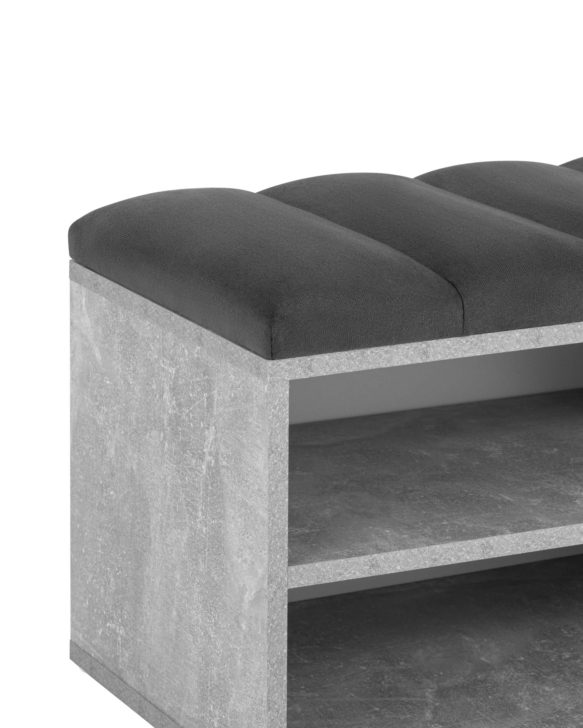 Обувница Хольст серая велюр тёмно-серый Stool Group