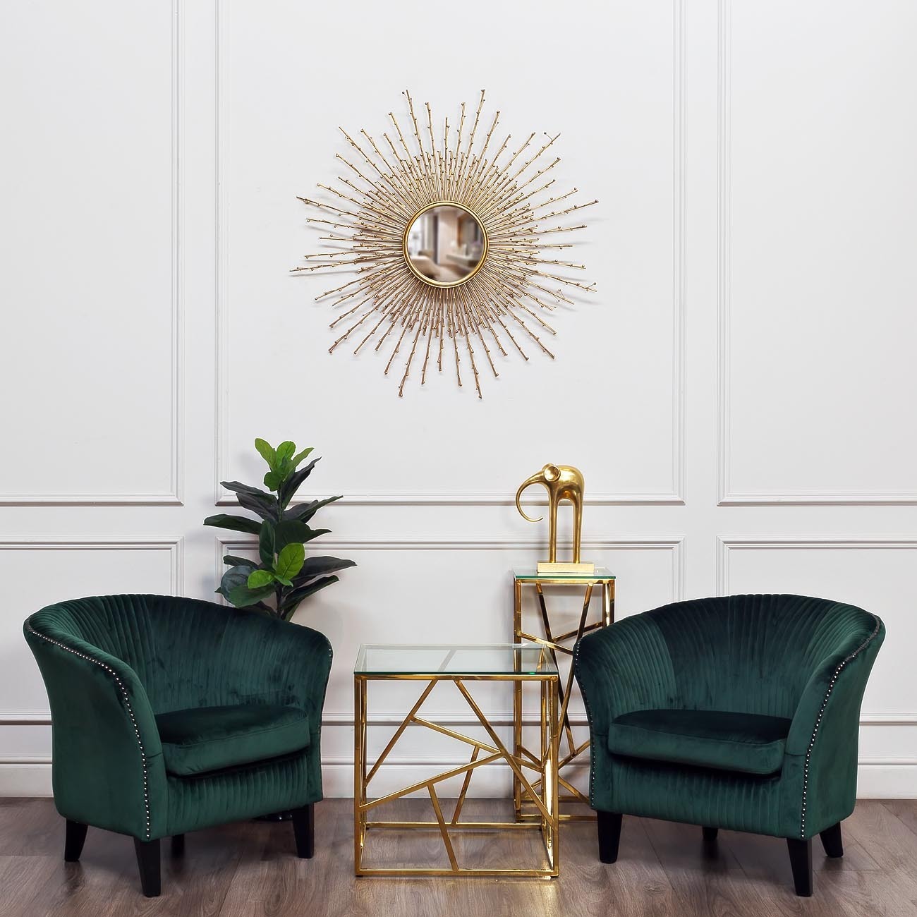 Столик журнальный высокий со стеклом Garda Decor 47ED-FS015GOLD