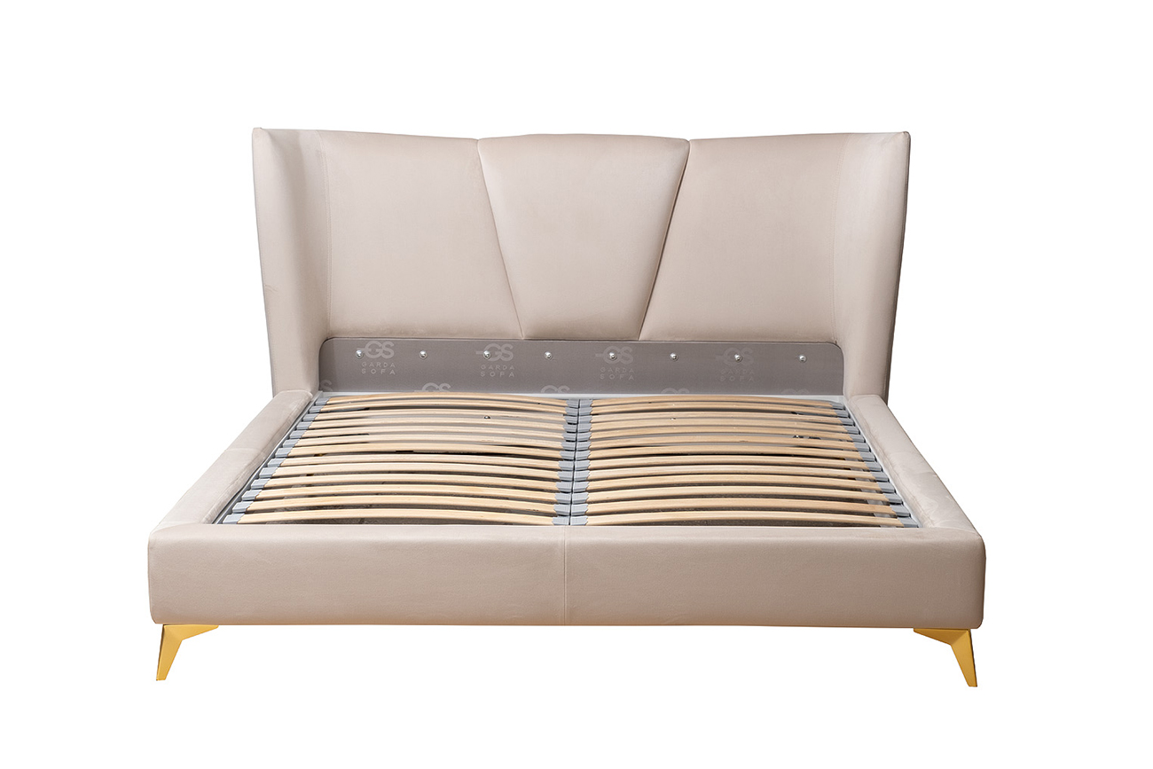 Кровать Siena велюровая бежевая Garda Decor Siena2К-160-Colt002