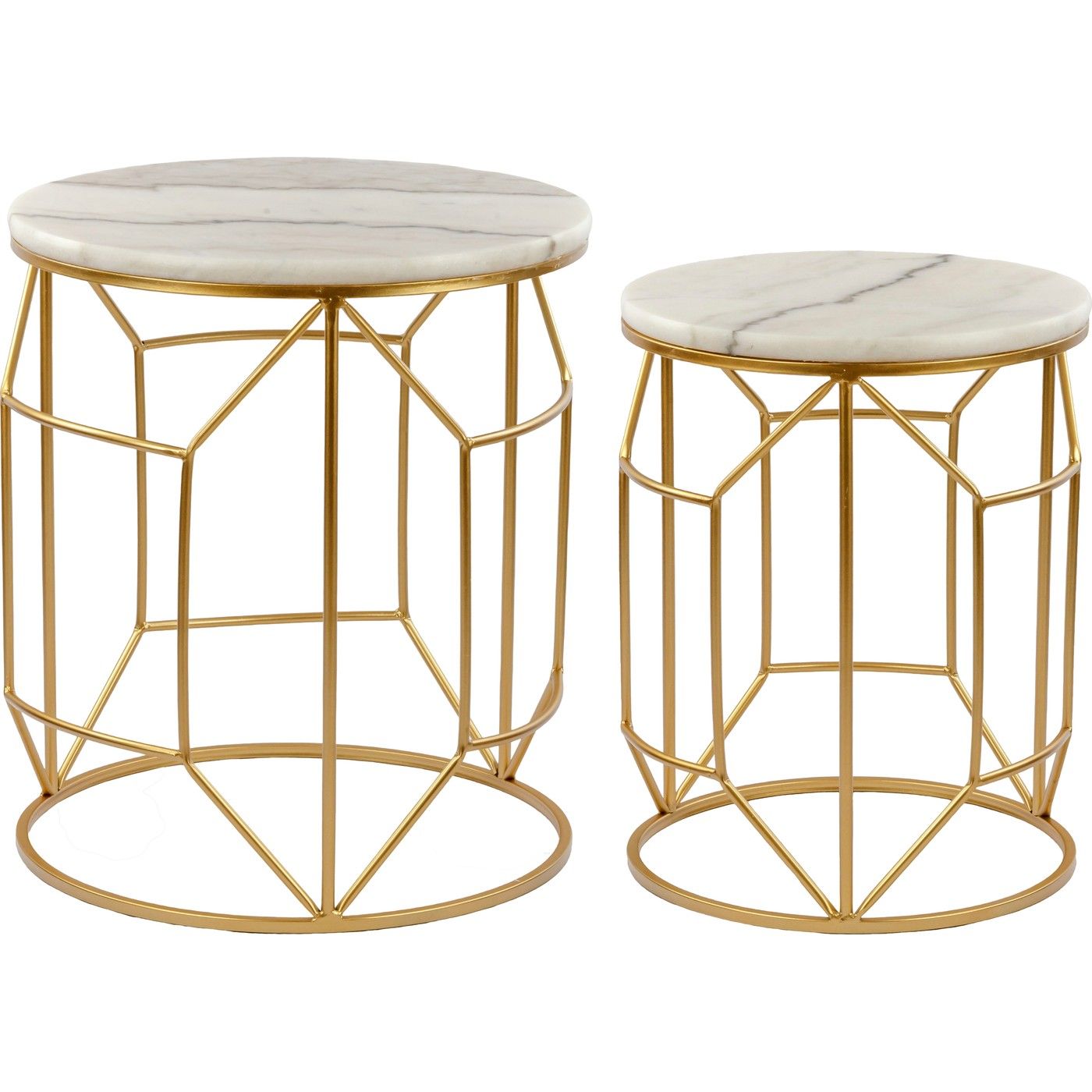 Столики интерьерные с белым мрамором, набор Glasar 54-005/004