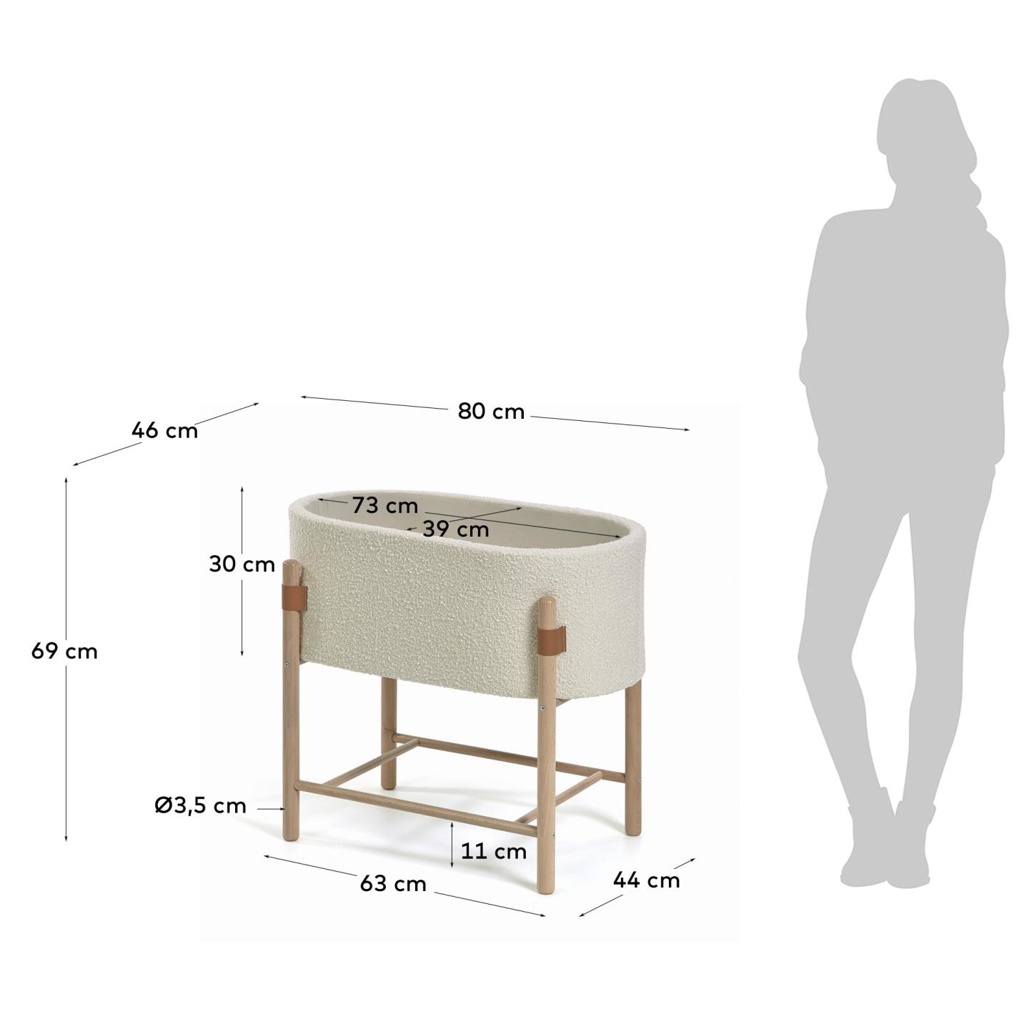 Кровать Adara Moses с белым флисом и ножками из массива бука 63 x 44,5 см La Forma 98456