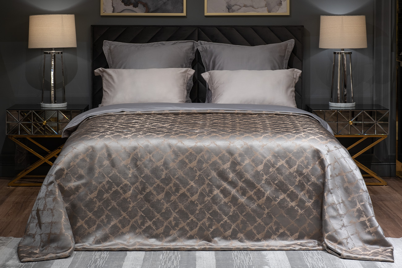 Покрывало TRENTO 260х260см серое Garda Decor 121GD-GAB1306-POKR SER