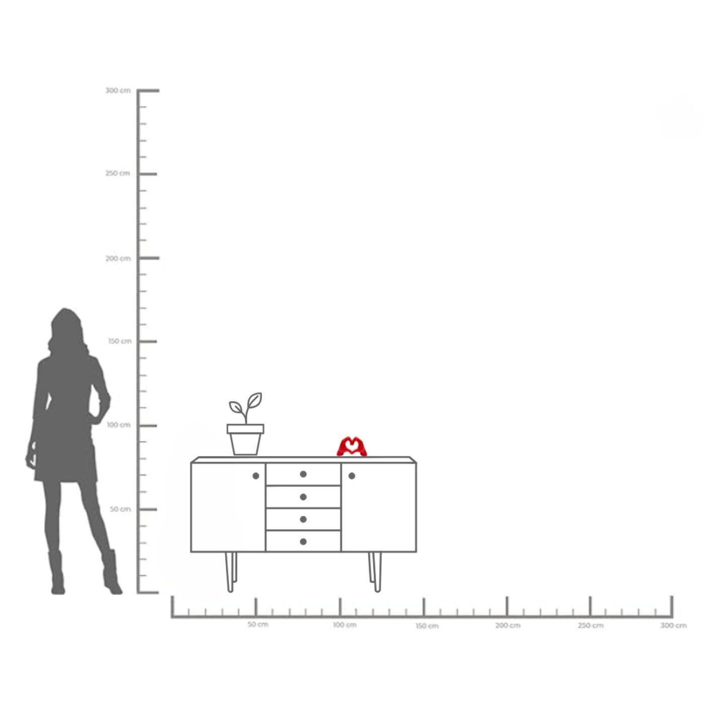 Фигура декоративная Heart Hands Red 12cm KARE 56649