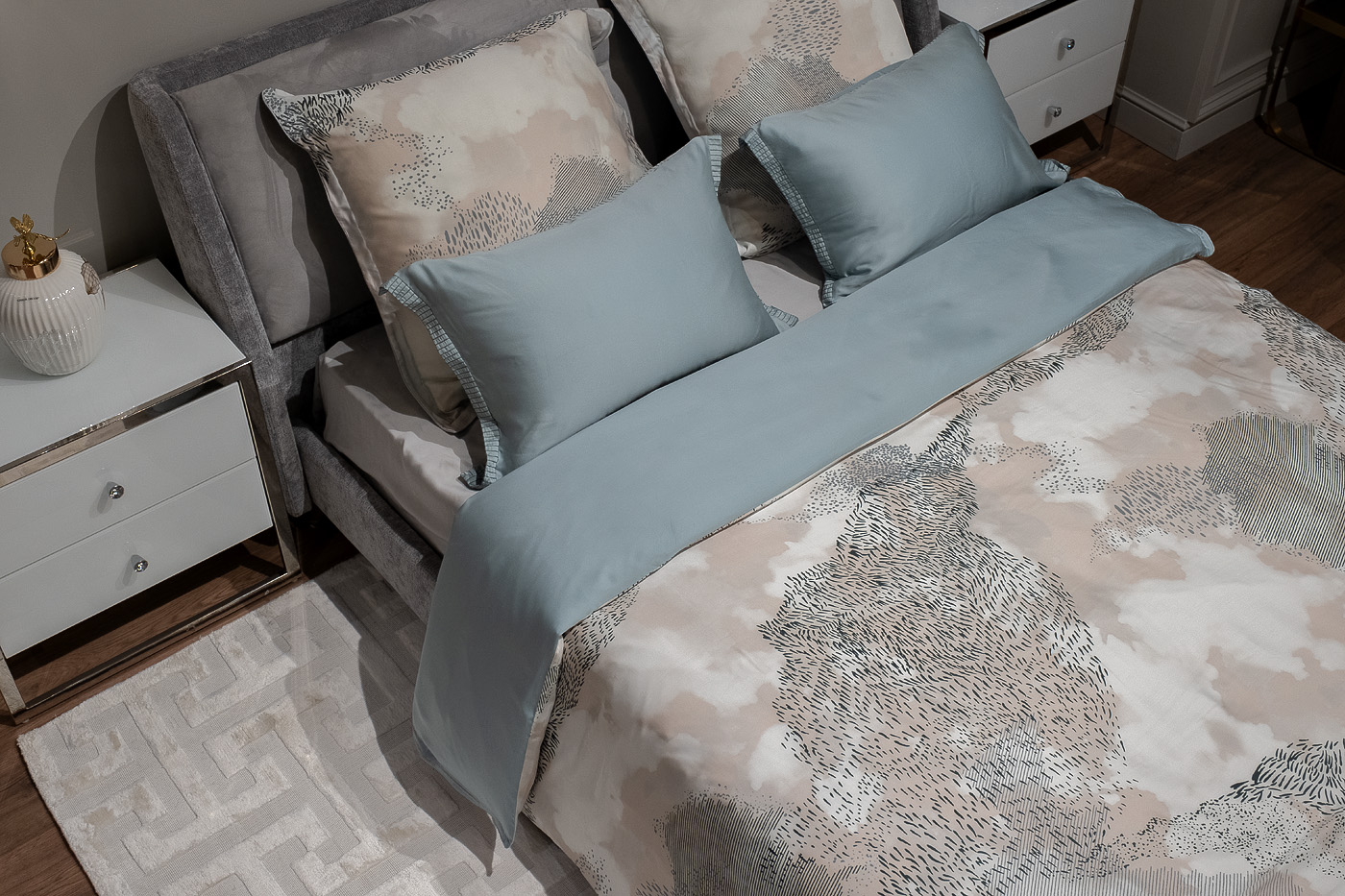 Пододеяльник Нувола 145х210см бирюзовый с принтом Garda Decor 144HF-70602