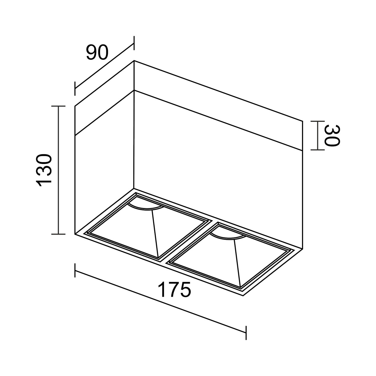Накладной светодиодный светильник Ledron KUBING 2 Wooden 130 Black