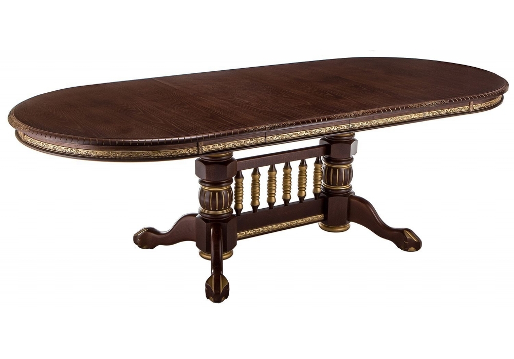 Стол деревянный Woodville Кантри 160 орех с золотой патиной 406080