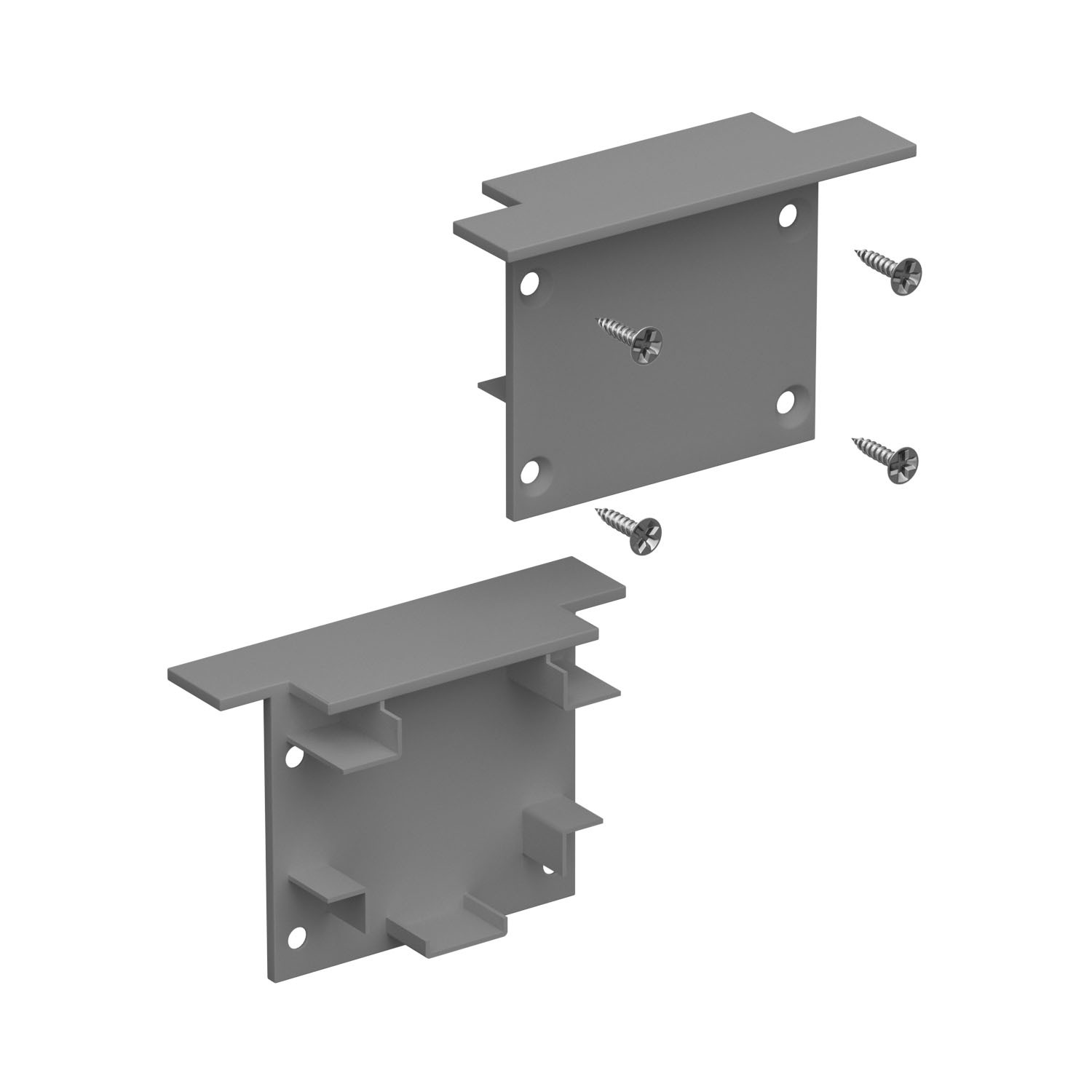 Комплект заглушек для встраиваемый профиля с фланцем 12855-Z Alum