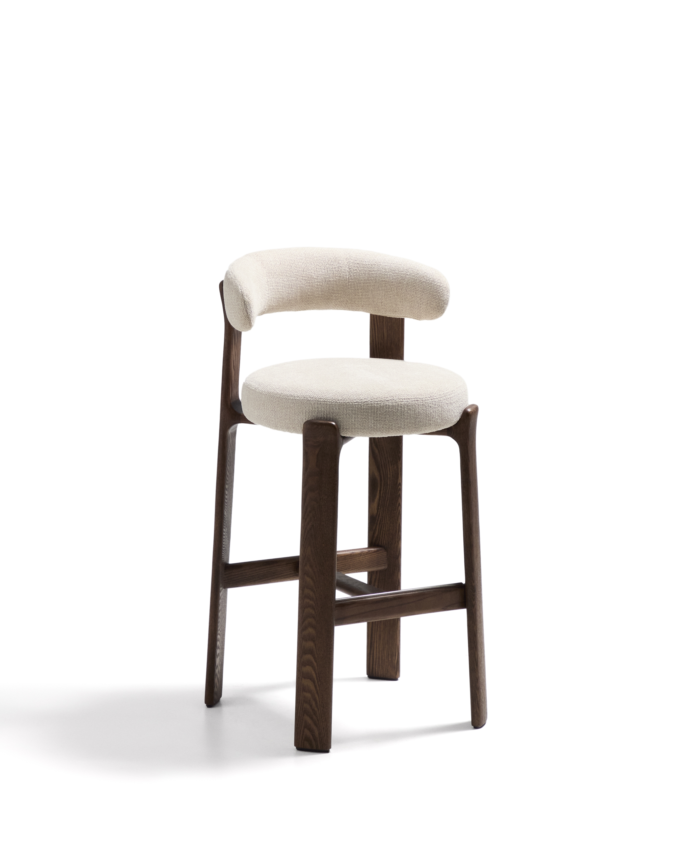 Барный стул Granite из бежевой синели и ясеня с отделкой орех 75 см La Forma (ex Julia Grup)