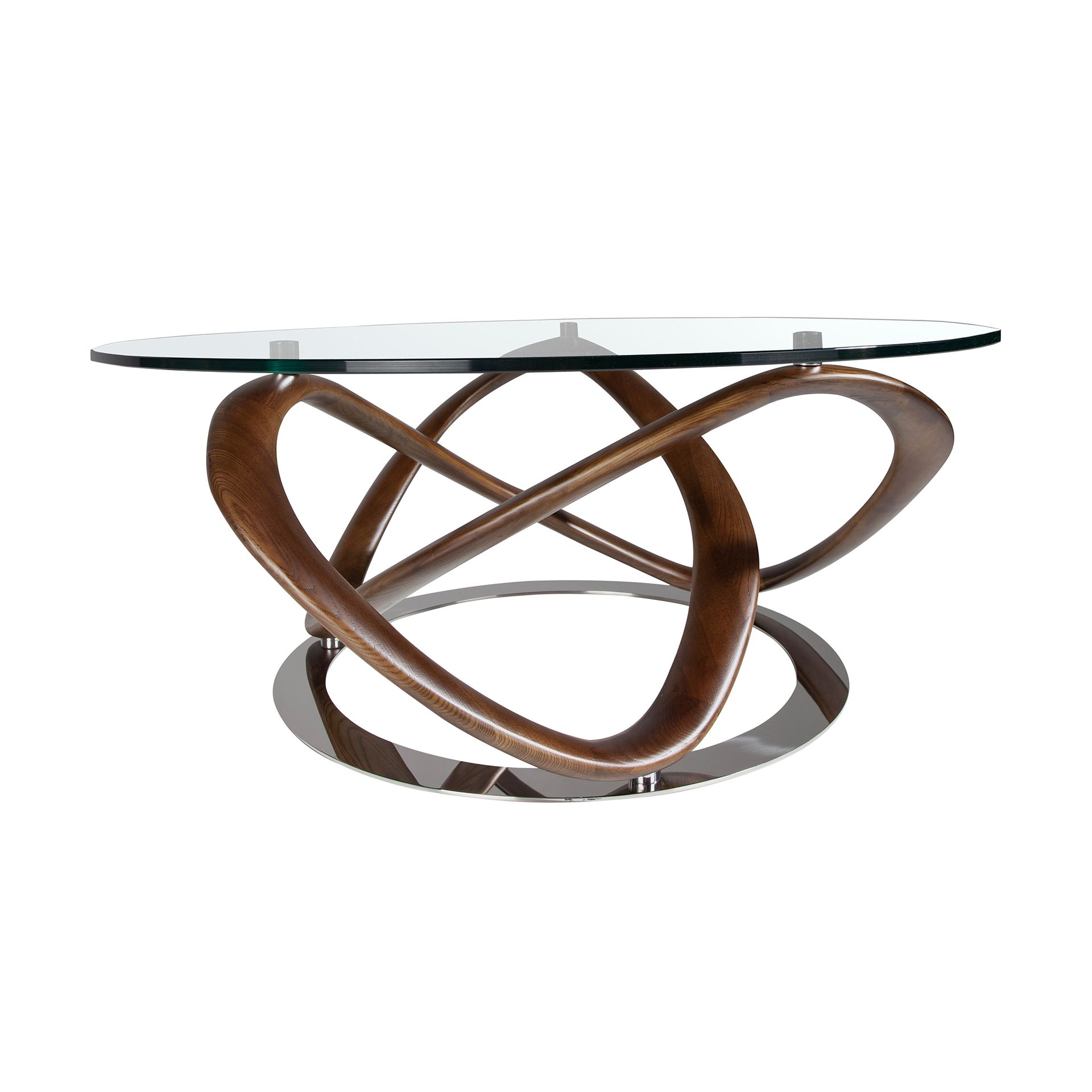 Круглый журнальный столик из стекла и массива ореха CT20050 /2064 Angel Cerda