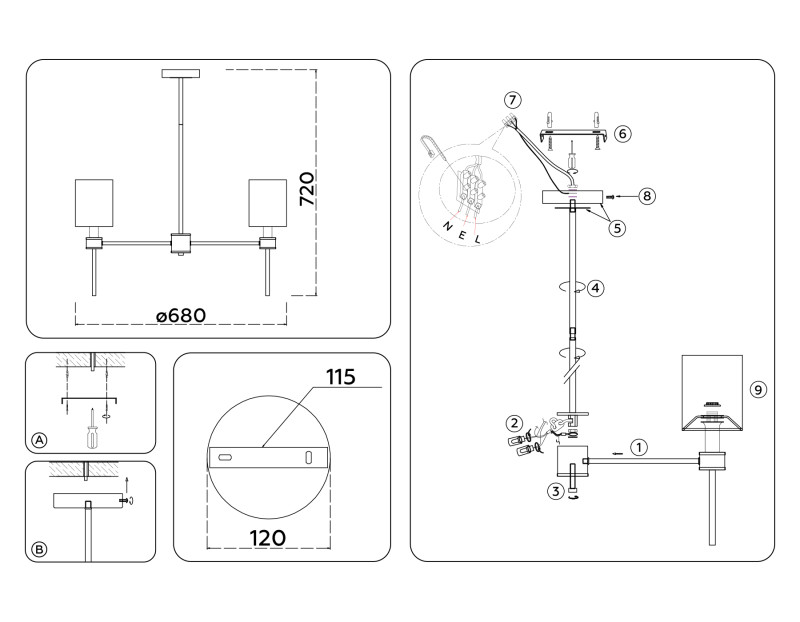 Люстра на штанге Ambrella Light LH72371
