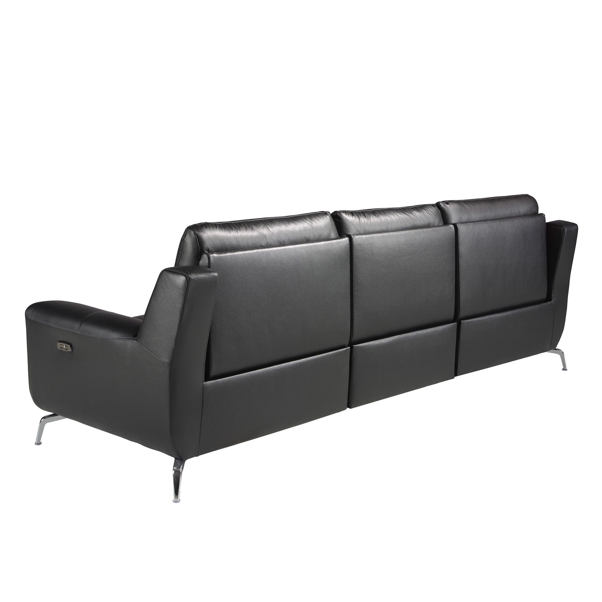 Диван-кровать с реклайнером 3-х местный 6194/KM5088-3P-T541040 черная кожа Angel Cerda