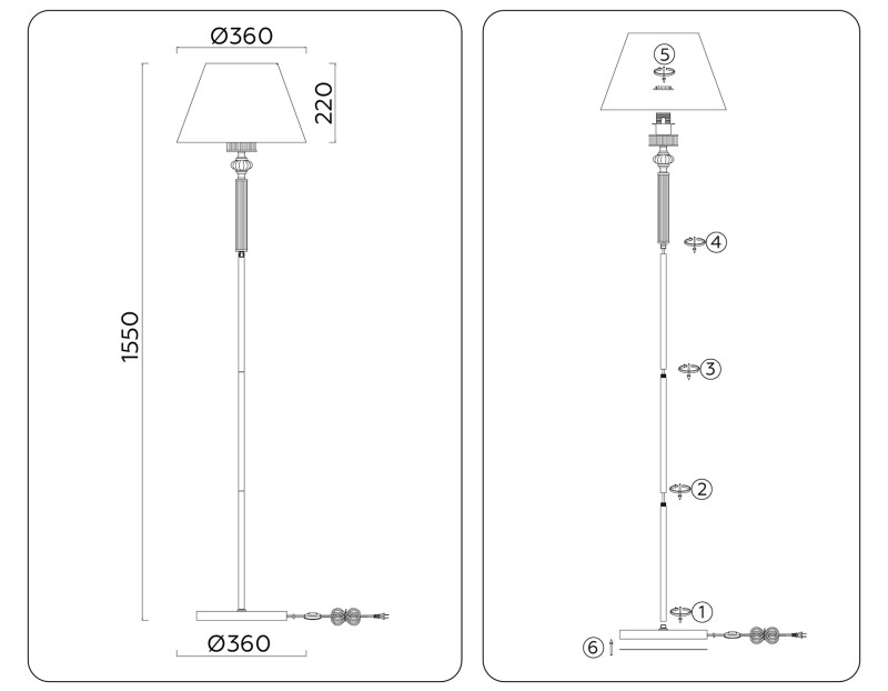 Торшер Ambrella Light LH71008