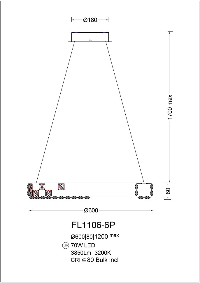 Люстра подвесная Fluorite FL1106-6P