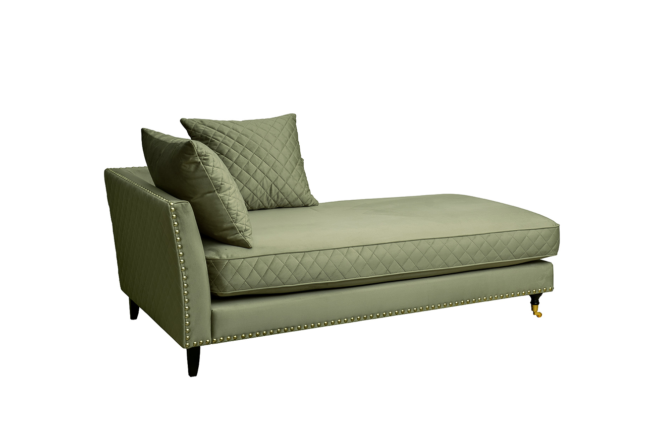 Диван-кушетка правый велюровый оливковый Garda Decor SORRENTO-COUCH-Colt1002