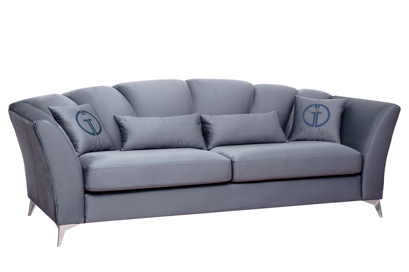 Диван Annette трехместный велюровый сапфир Garda Decor ANNETTE-3-2K-Colt1006
