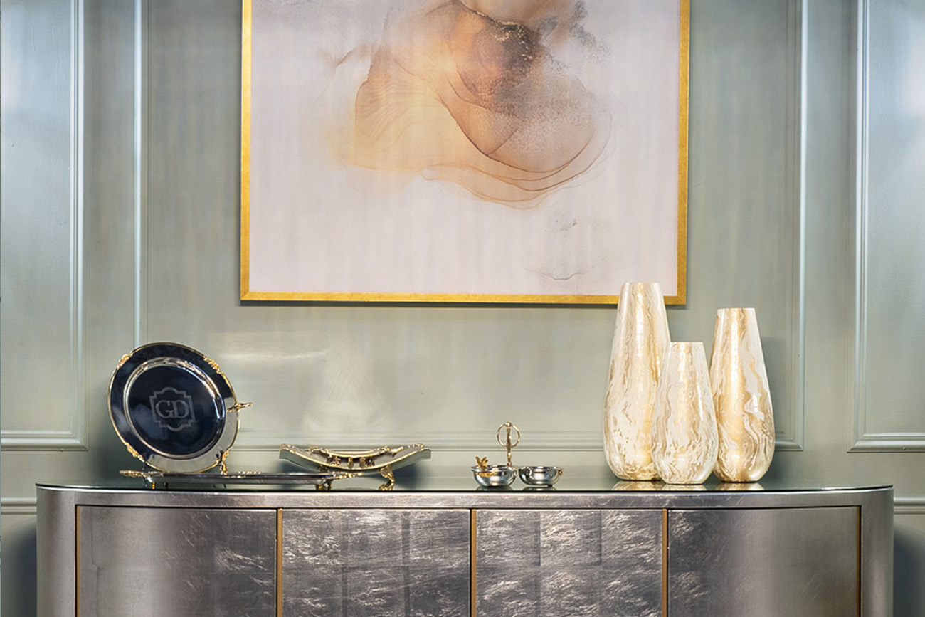 Ваза стеклянная золотисто-бежевая Garda Decor 71PN-51822