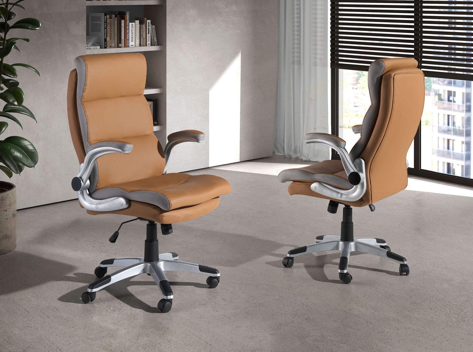 Вращающийся офисный стул 4141/MLM611396 из коричневой экокожи Angel Cerda