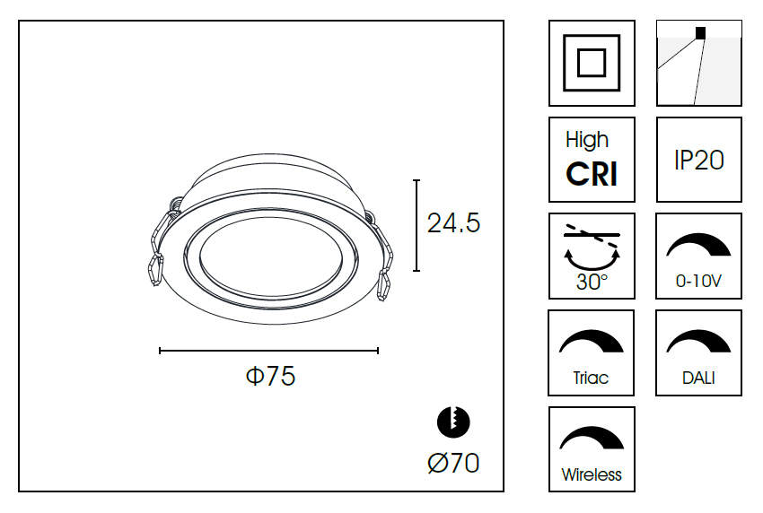 Встраиваемый светильник Delight Collection DA8303DR