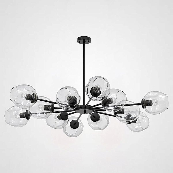 Люстра на штанге MARINE D104 12 lamps Black/Transparent by ImperiumLoft