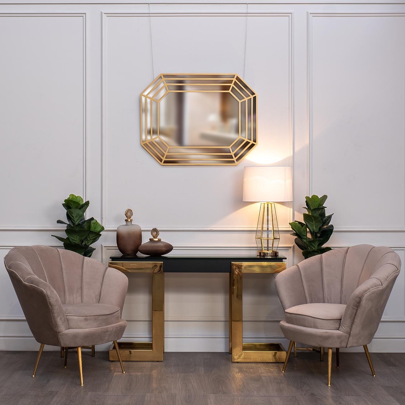Консоль Marbella черная/золото Garda Decor 58DB-CST18166