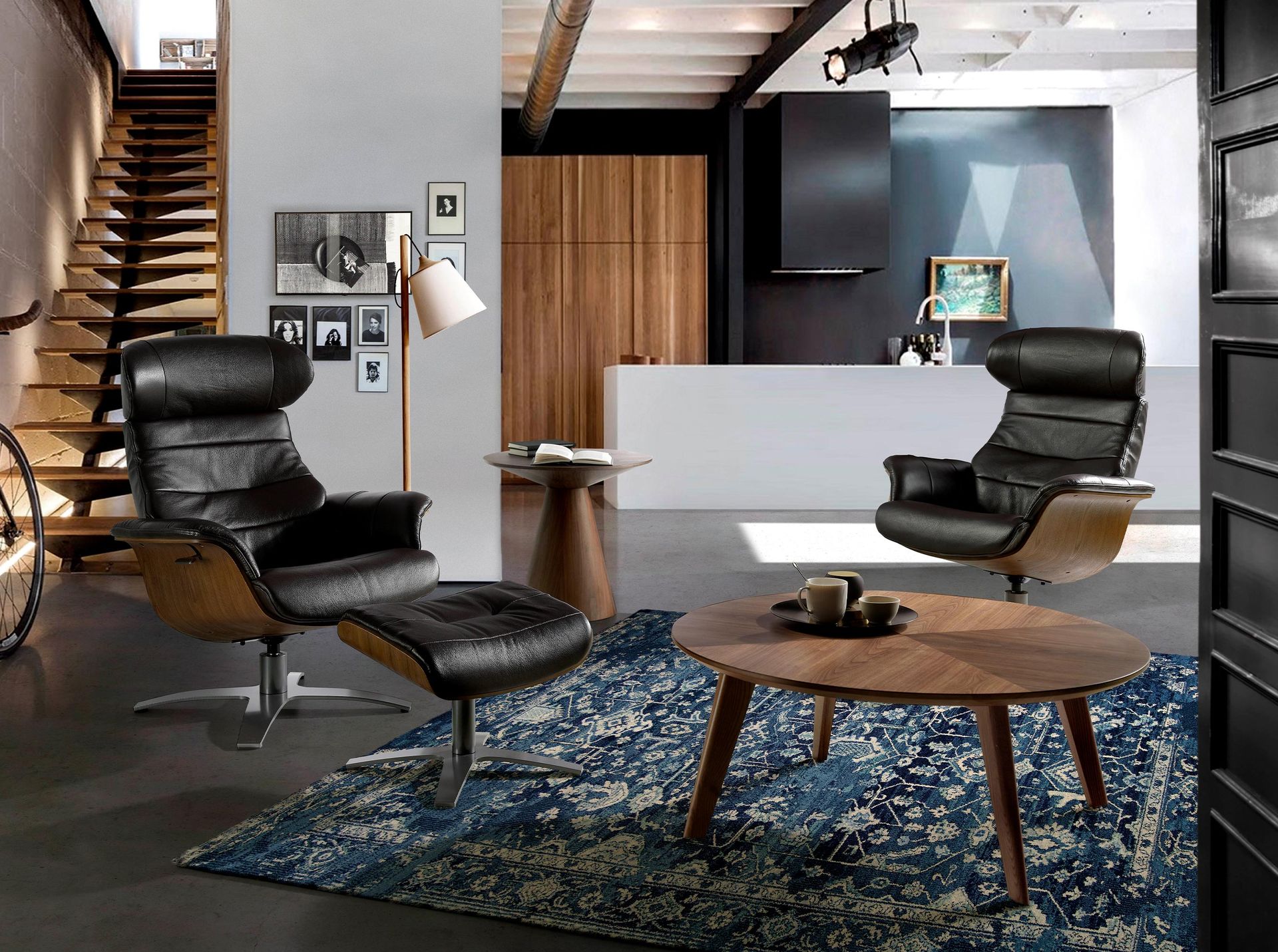 Угловой столик из орехового шпона ET652 /2043 Angel Cerda