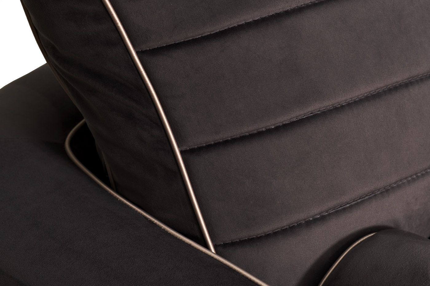 Диван Madrid Memory трехместный велюровый серый с кантом Garda Decor MADRID-Mem2K-СЕР-Riv96+Atl126