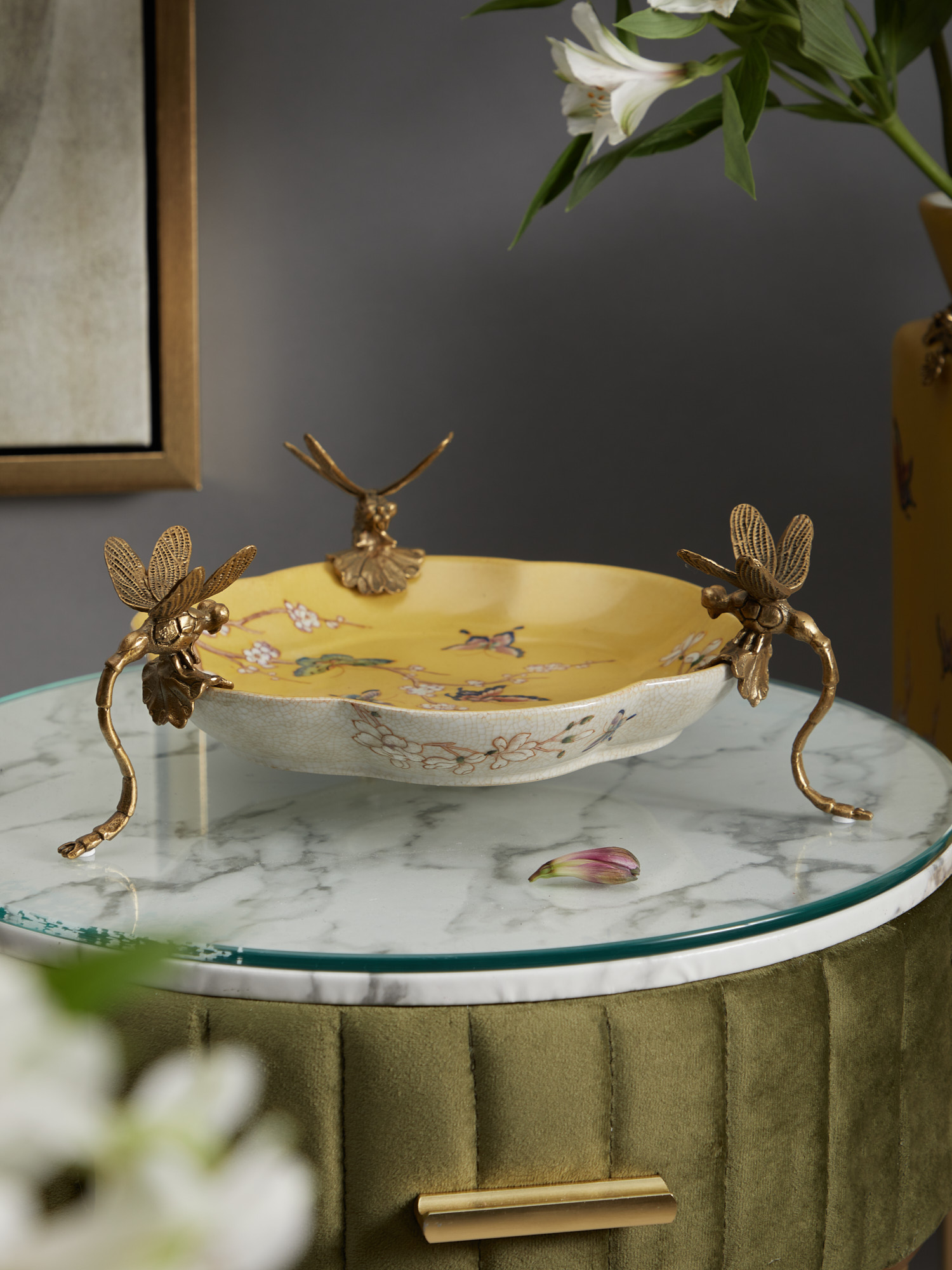 Блюдо на стрекозах Glasar 31G2414/C911EHC/HY2081