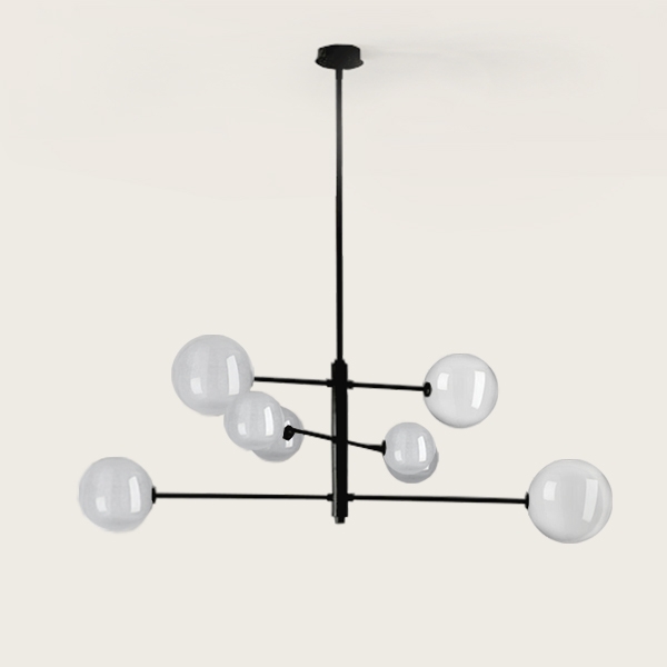 Люстра Atom 8L черная - прозрачные плафоны Aromas del Campo