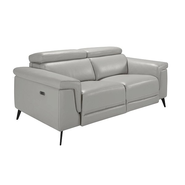Диван 2-х местный с реклайнером 5319-2P-M5653 /6107 серый кожаный Angel Cerda